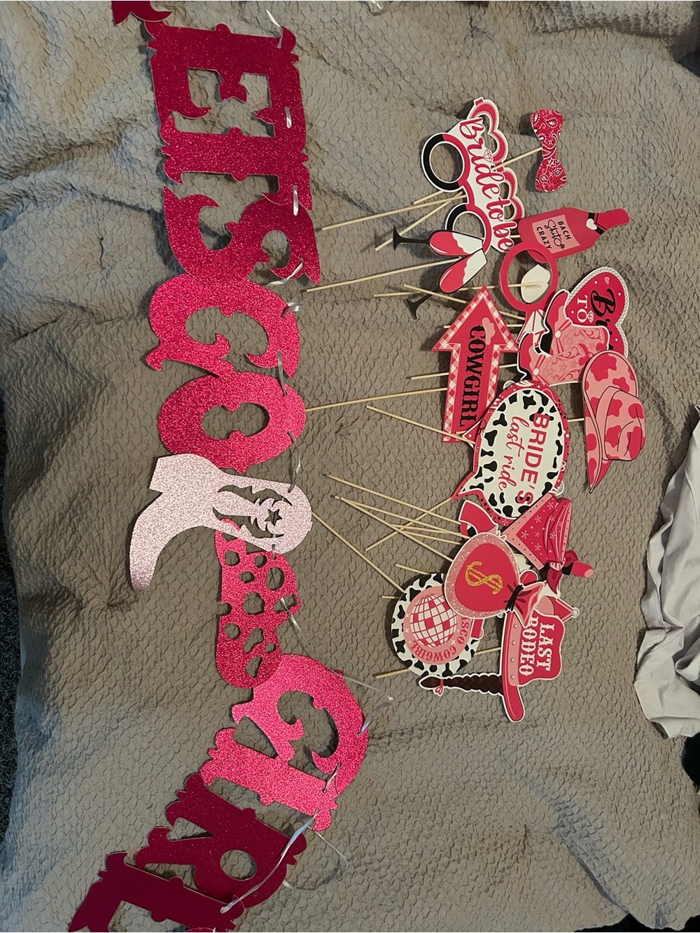 Bachelorette Party Photo Booth Props - Pink Glitter Set
